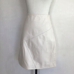 By Malene Birger Women Elegant Cream Leather Mini Skirt Size 10